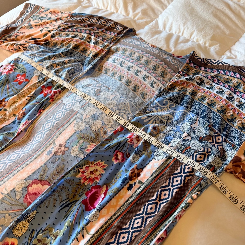Bohemian Kimono duster, colorful print, midi length, one size fits most - Picture 5 of 8